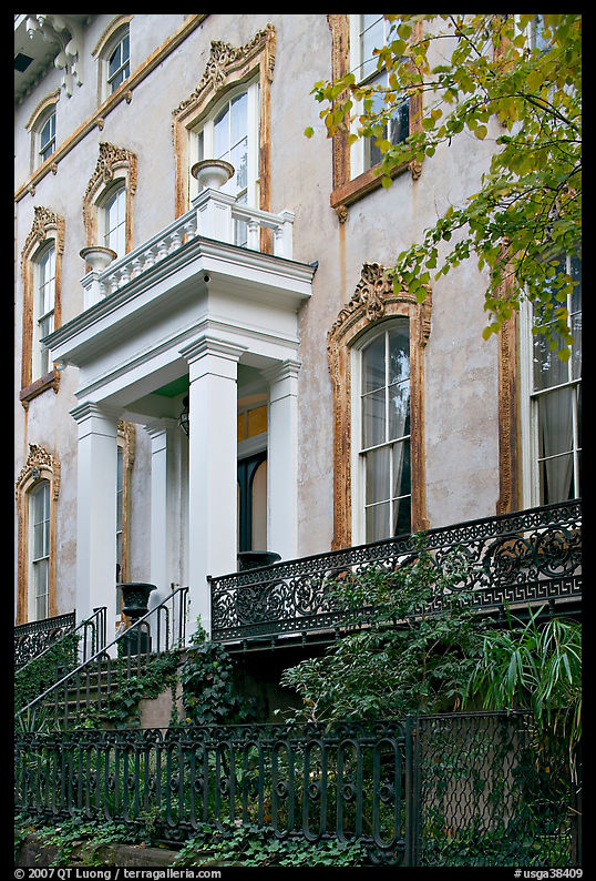 Mansion facade, historical district. Savannah, Georgia, USA