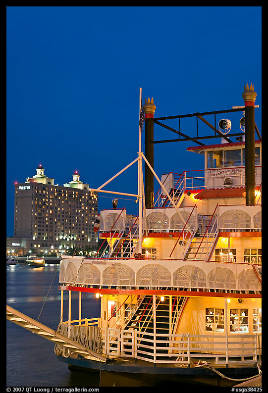 Riverboat at dusk. Savannah, Georgia, USA
