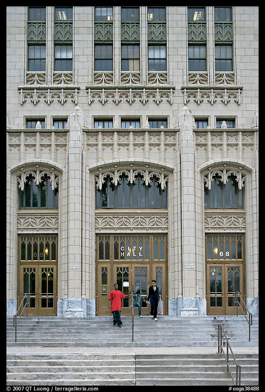 People on stairs in front of the City Hall. Atlanta, Georgia, USA