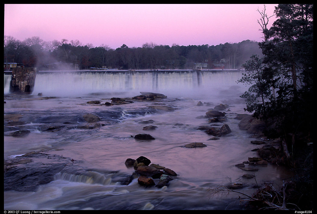 Waterfall at sunrise in High Falls State Park. Georgia, USA