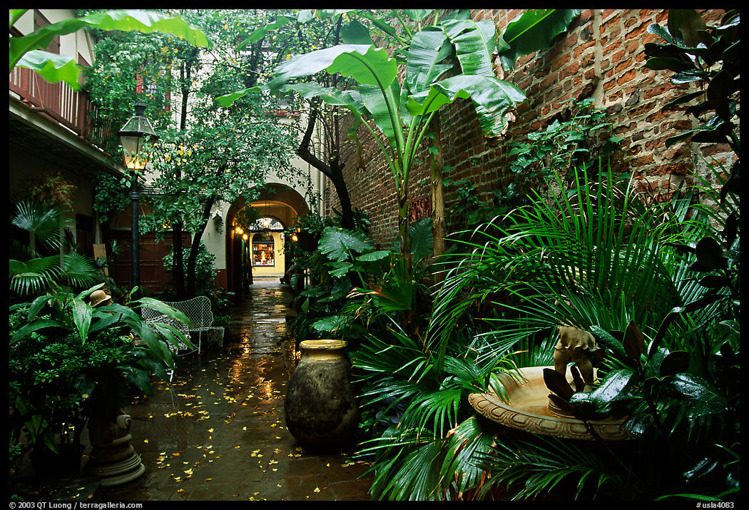 An inside courtyard in the French Quarter. New Orleans, Louisiana, USA