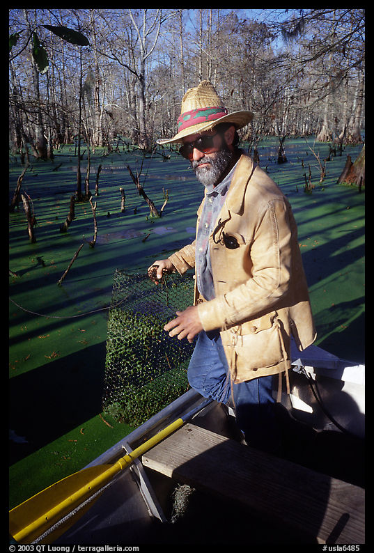Bayou guide of French descent, Lake Martin. Louisiana, USA