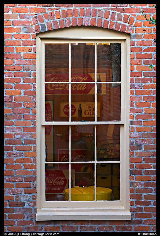 Coca Cola memorabilia seen from window. Vicksburg, Mississippi, USA