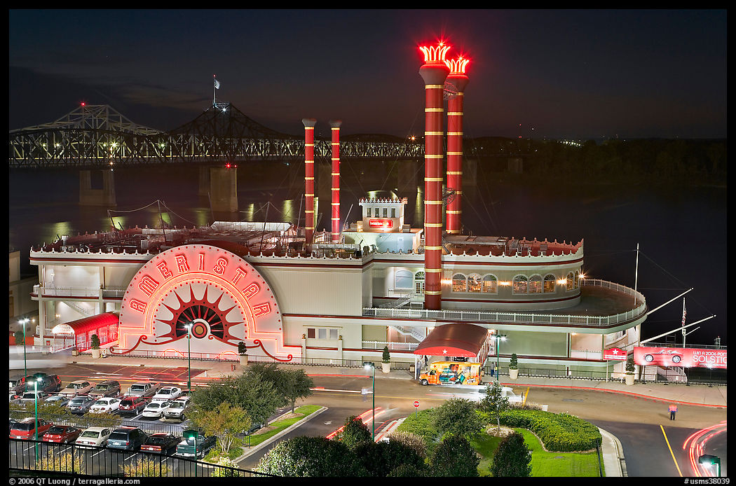 Ameristar casino by night. Vicksburg, Mississippi, USA