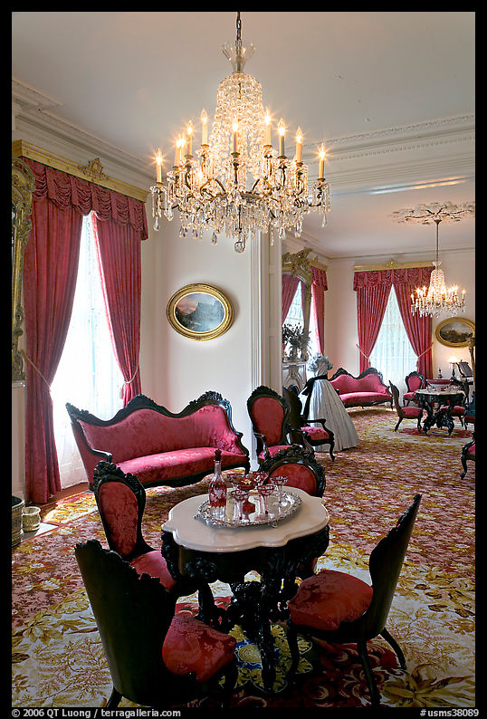 Rosewood furniture by John Henry Belter in Rosalie. Natchez, Mississippi, USA