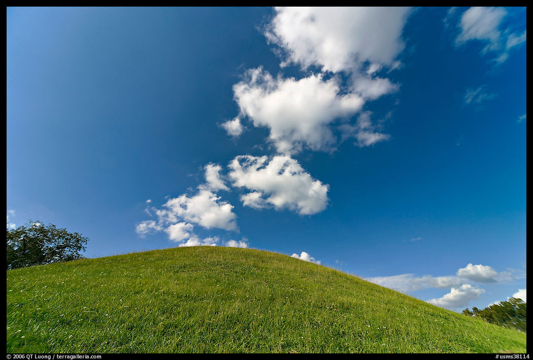 Mound and clouds. Natchez Trace Parkway, Mississippi, USA