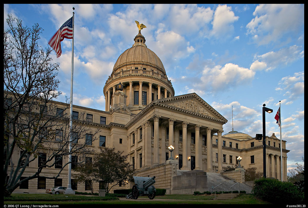 New Mississippi Capitol, sunset. Jackson, Mississippi, USA