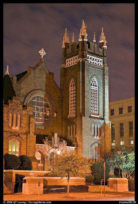 St Andrew Episcopal Cathedral at night. Jackson, Mississippi, USA