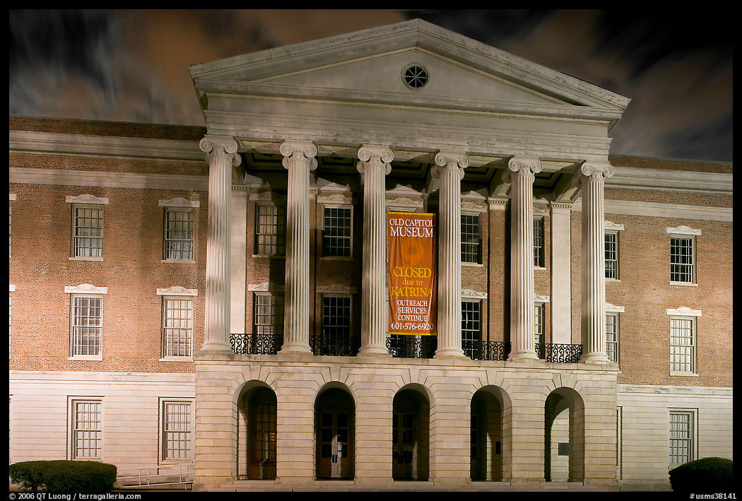 Old Capitol and State Historical Museum at night. Jackson, Mississippi, USA