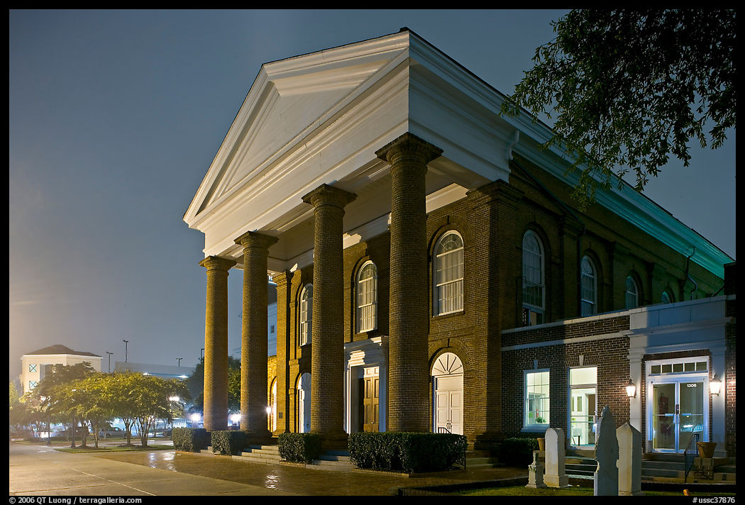 First Baptist Church at night. Columbia, South Carolina, USA