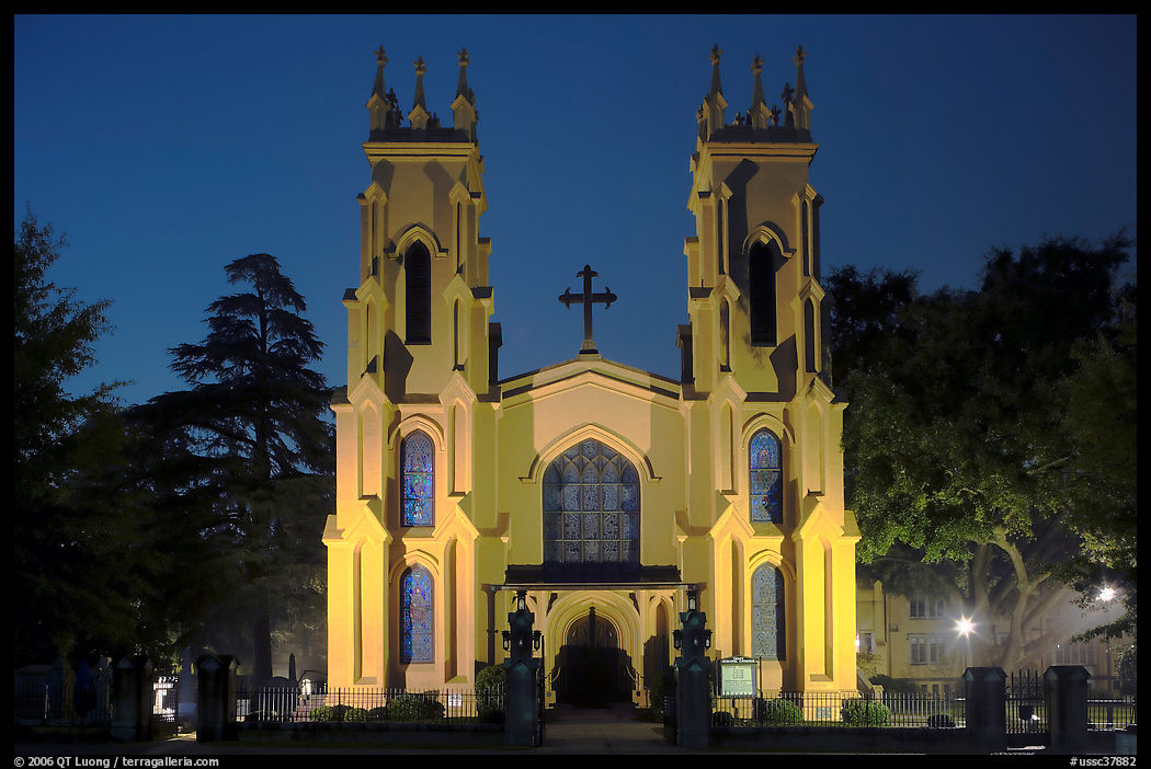 Trinity Episcopal Cathedral at night. Columbia, South Carolina, USA