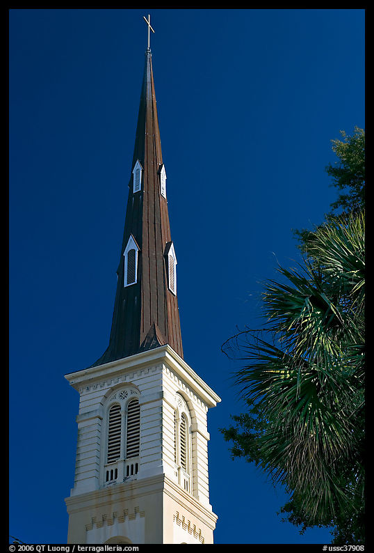 Tall church steeple. Charleston, South Carolina, USA