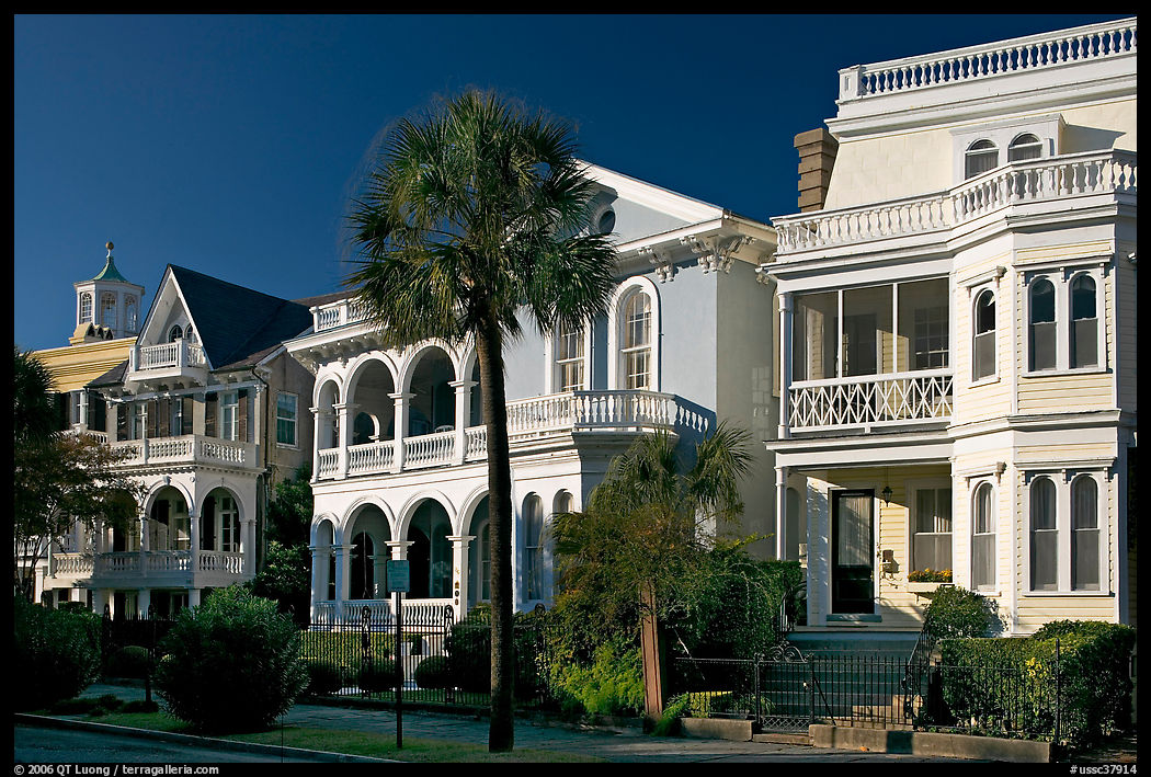Row of Antebellum houses. Charleston, South Carolina, USA