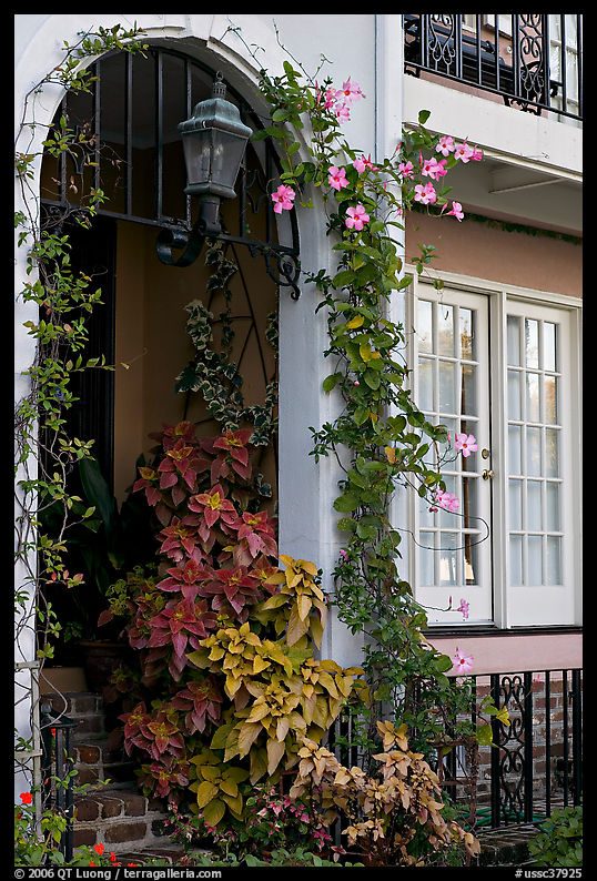 Flowered home entrance. Charleston, South Carolina, USA