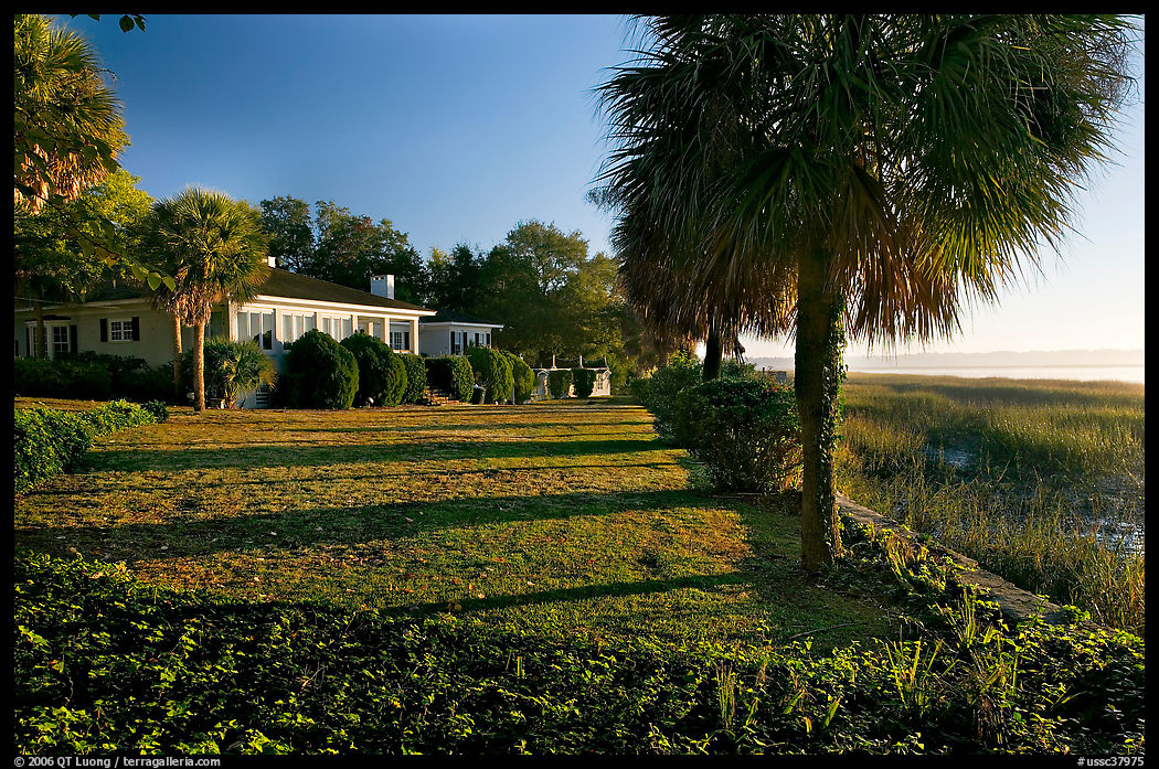 House with yard by the bay. Beaufort, South Carolina, USA