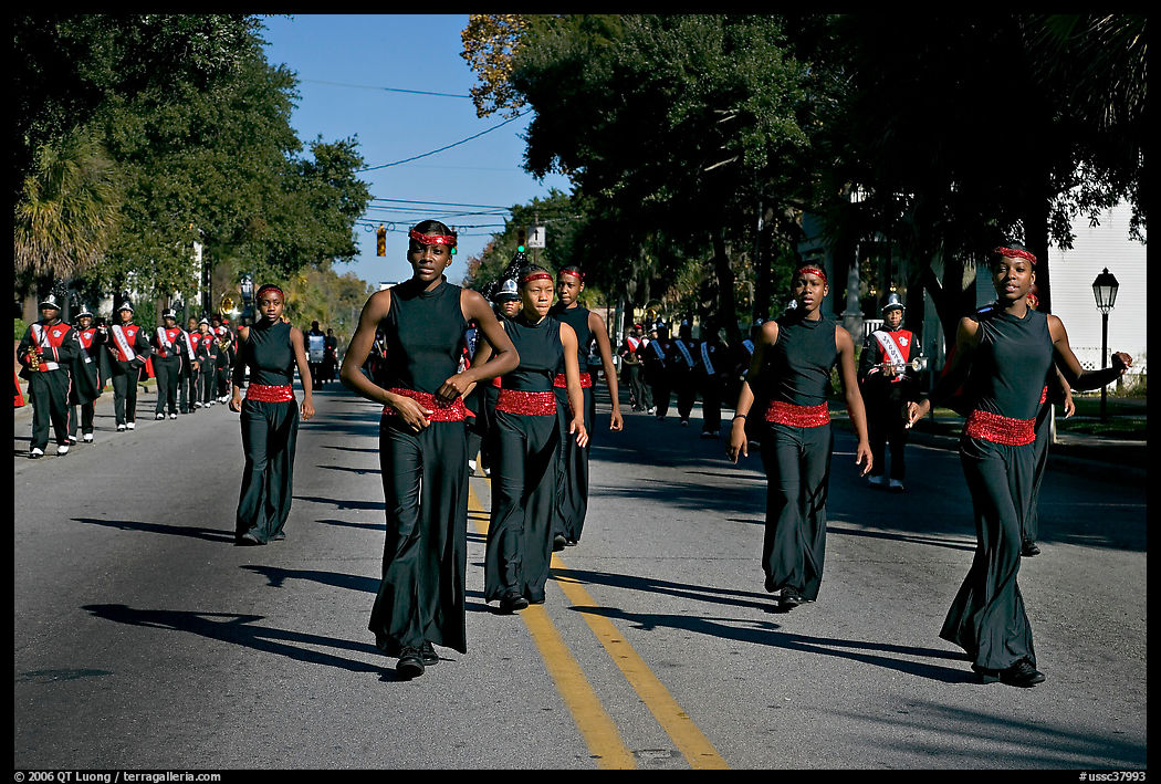 African American youngsters during parade. Beaufort, South Carolina, USA