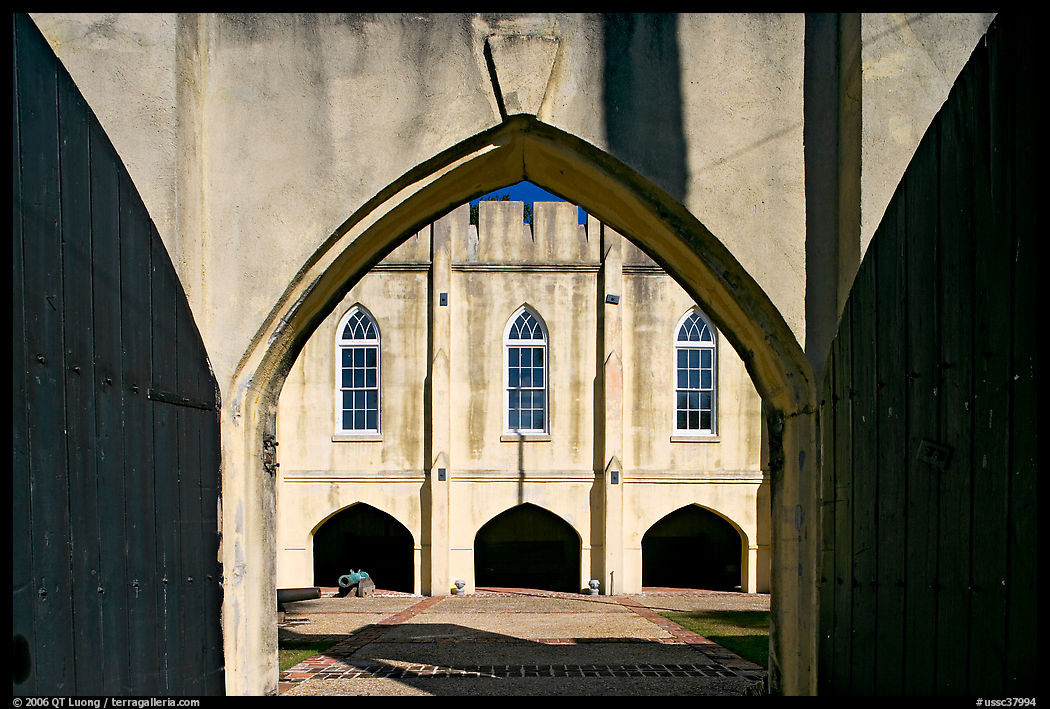 Entrance of historic Beaufort Arsenal. Beaufort, South Carolina, USA