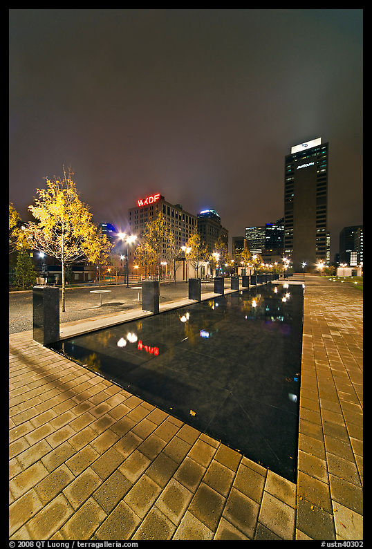 Refecting basin and skyline by night. Nashville, Tennessee, USA
