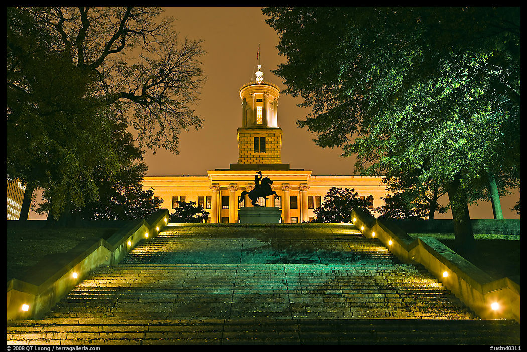 Tennessee State Capitol and stairs. Nashville, Tennessee, USA