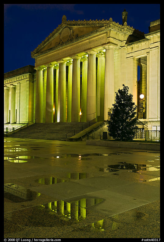 War memorial and reflections by night. Nashville, Tennessee, USA