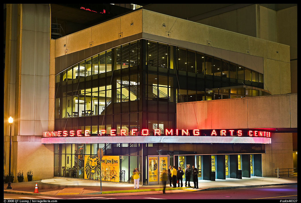 Tennessee Performing Arts Center at night. Nashville, Tennessee, USA
