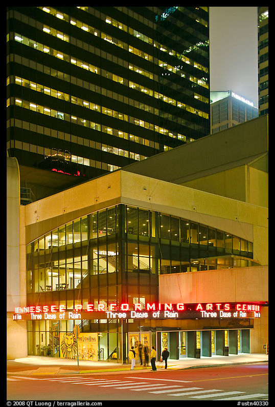 Tennessee Performing Arts Center and downtown buildings. Nashville, Tennessee, USA