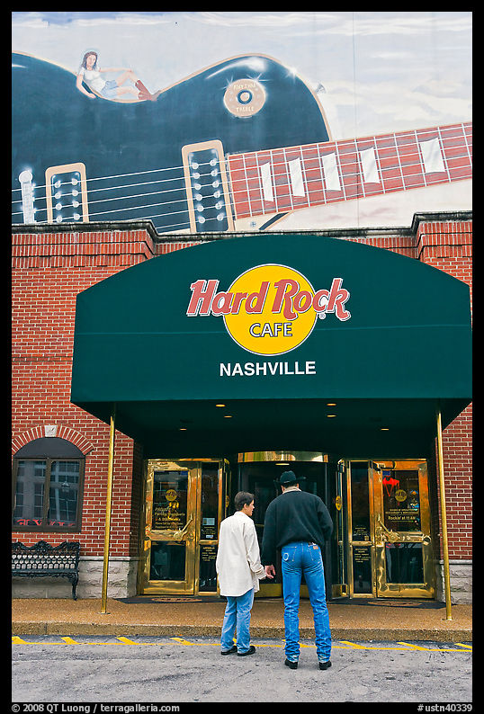 Entrance and mural, Hard Rock Cafe. Nashville, Tennessee, USA