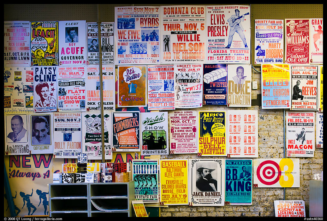 Posters on display, Hatch Show print. Nashville, Tennessee, USA