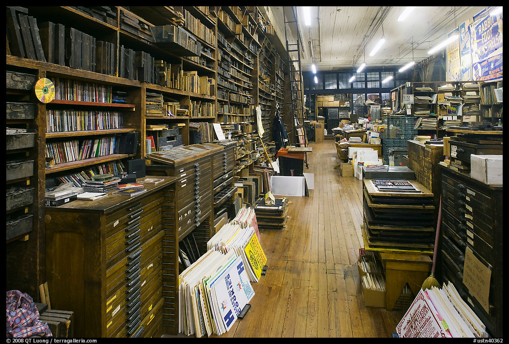 Inside poster print shop, Hatch Show,. Nashville, Tennessee, USA