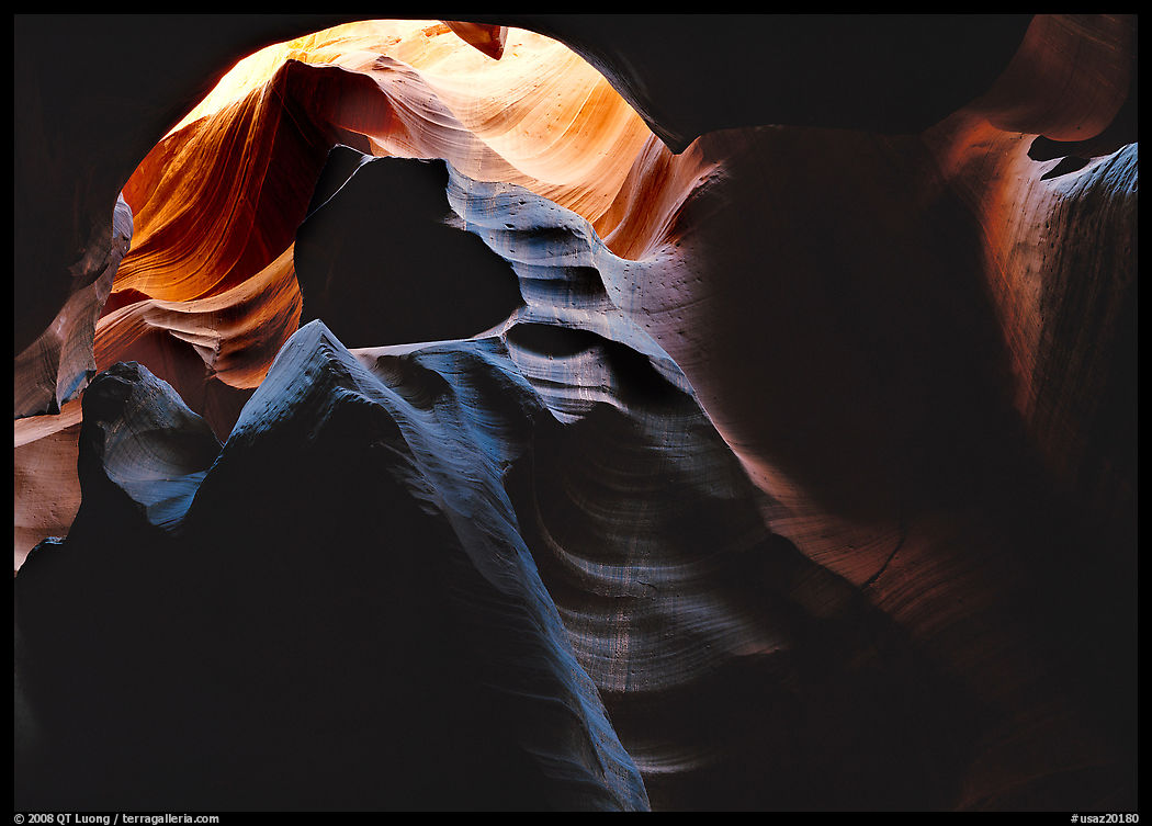 Sandstone walls sculpted by fast moving water, Upper Antelope Canyon. USA