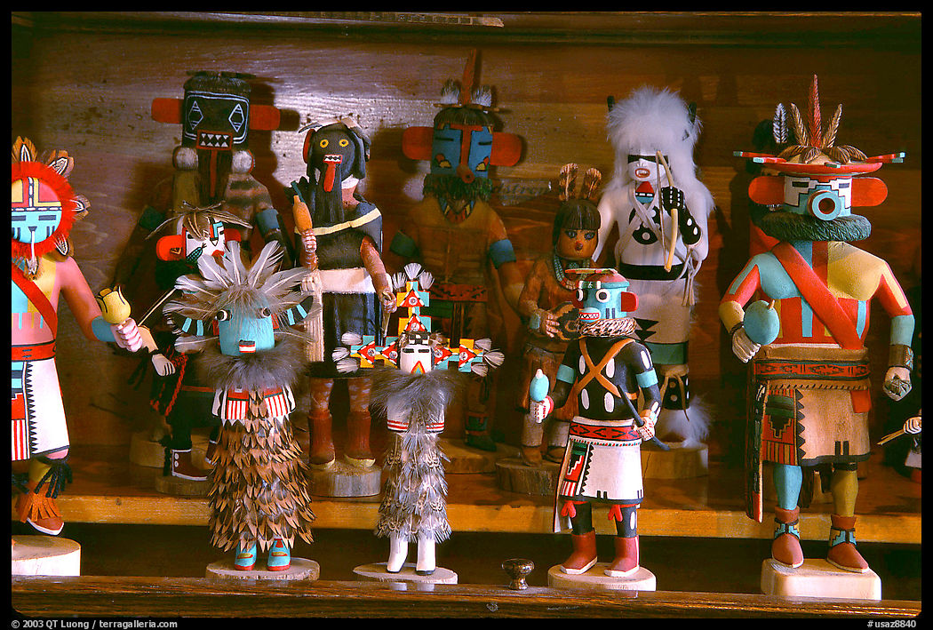 Hopi Kachina figures. Hubbell Trading Post National Historical Site, Arizona, USA