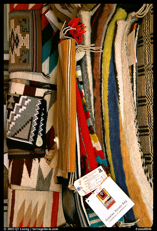 Navajo blankets and rugs for sale. Hubbell Trading Post National Historical Site, Arizona, USA