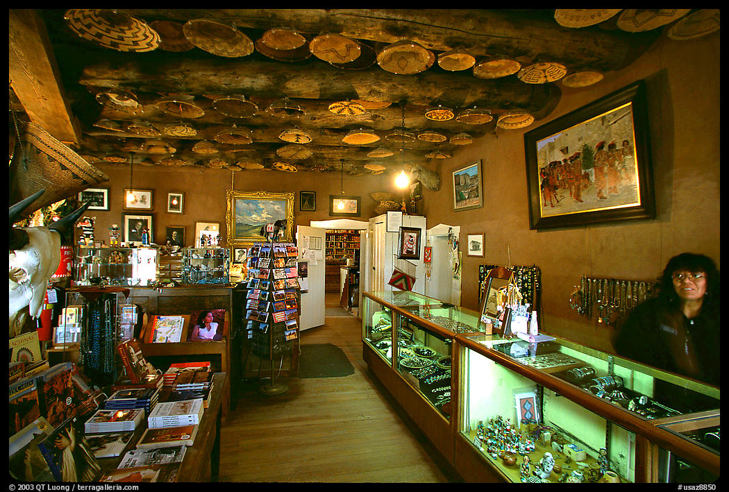 Room with baskets and jewelry for sale. Hubbell Trading Post National Historical Site, Arizona, USA