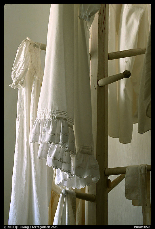 Hanging white clothes. Pipe Spring National Monument, Arizona, USA