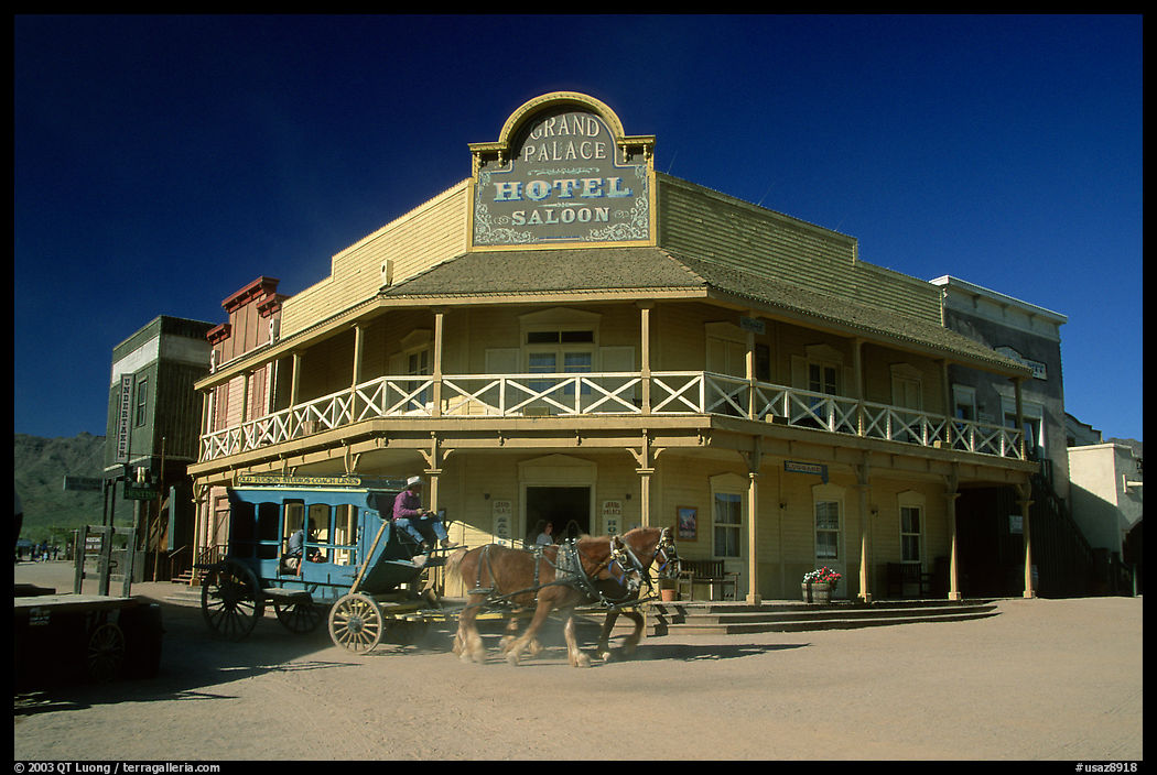 Horse carriage and saloon, Old Tucson Studios. Tucson, Arizona, USA