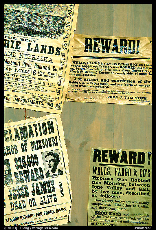 Wanted and Reward signs, Old Tucson Studios. Tucson, Arizona, USA