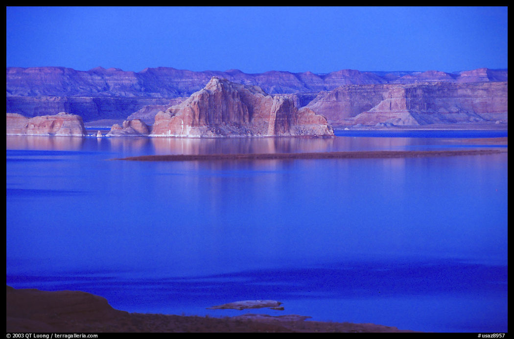Lake Powell and Castle Rock, Glenn Canyon National Recreation Area, dusk. Arizona, USA