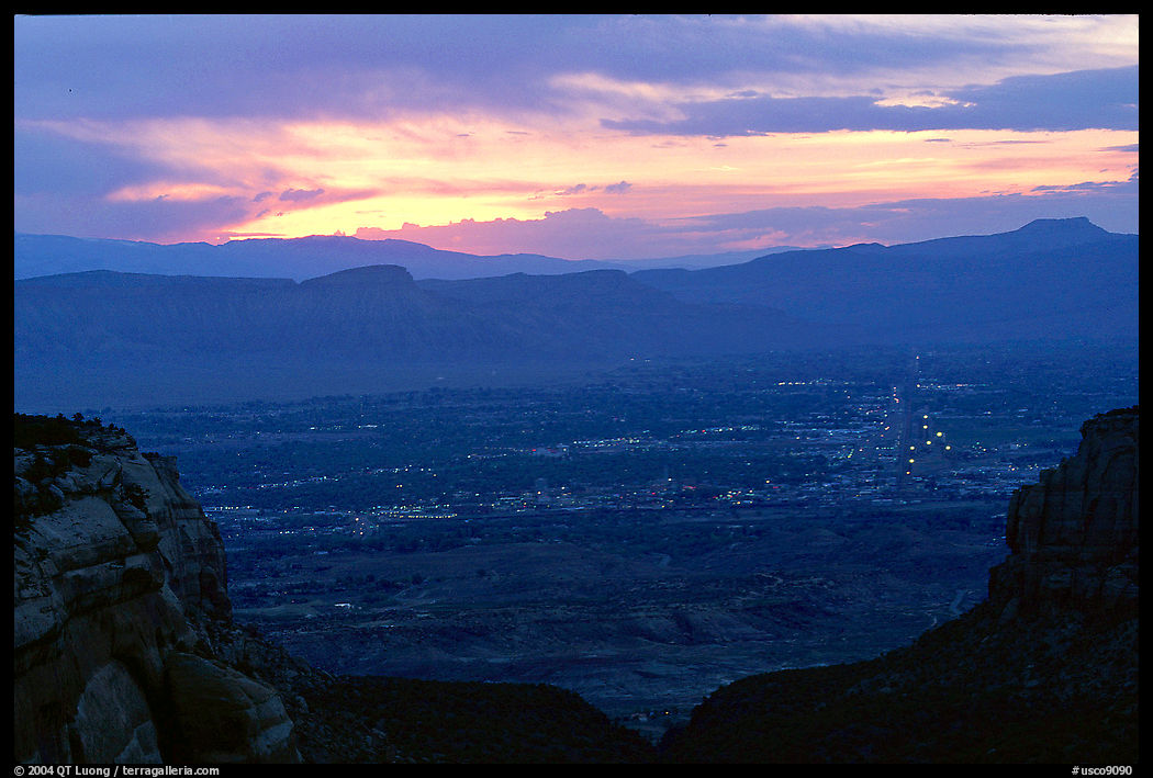 Lights of Grand Junction at dawn. Colorado, USA