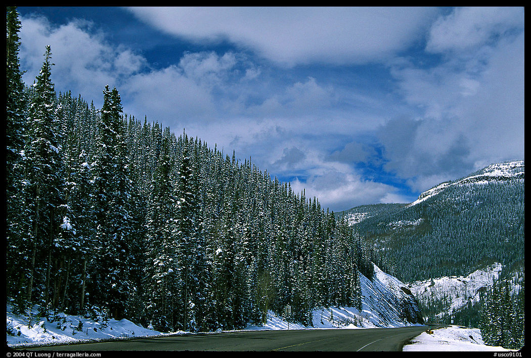 Highway near the Continental Divide at Monarch Pass. Colorado, USA