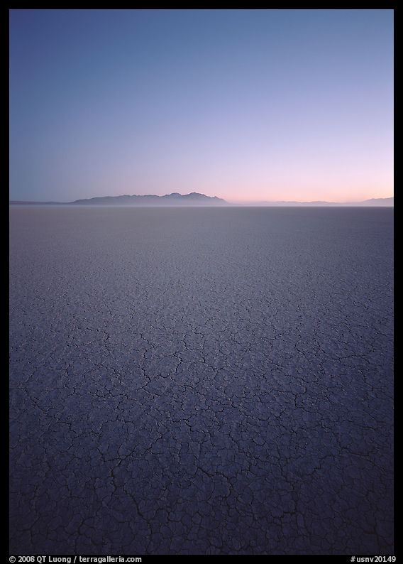 Flat playa with thin mud cracks, Black Rock Desert. Black Rock Desert, Nevada, USA