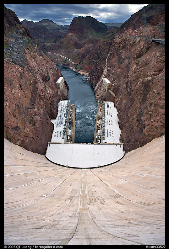 Dam, power plant and Black Canyon. Hoover Dam, Nevada and Arizona
