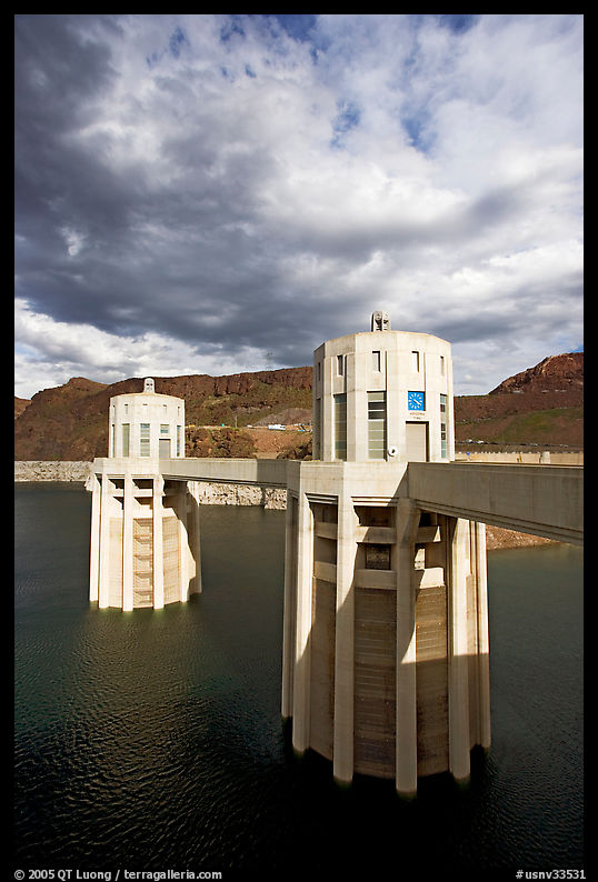 Intake towers. Hoover Dam, Nevada and Arizona