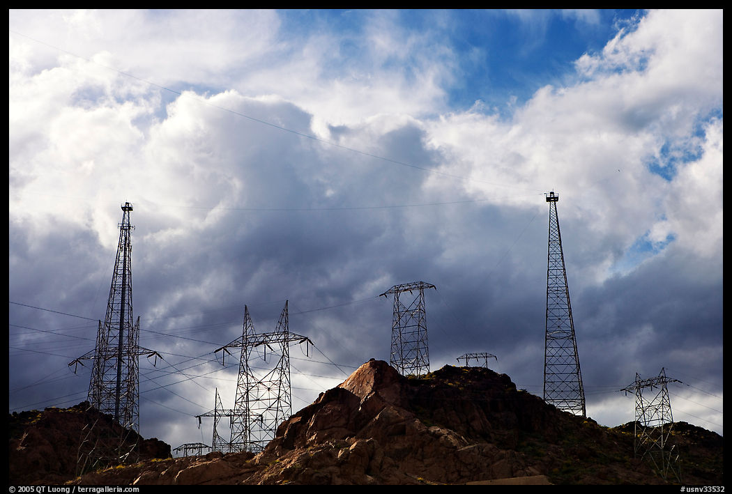 Power lines and clouds, Hoover Dam. Hoover Dam, Nevada and Arizona