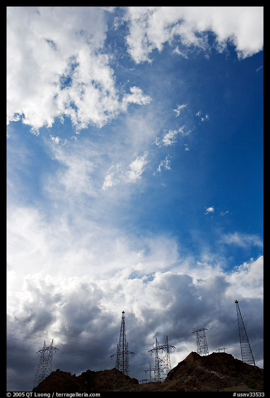 Power lines and clouds, Hoover Dam. Hoover Dam, Nevada and Arizona