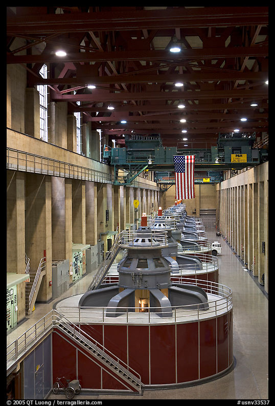 Generators in the power plant. Hoover Dam, Nevada and Arizona