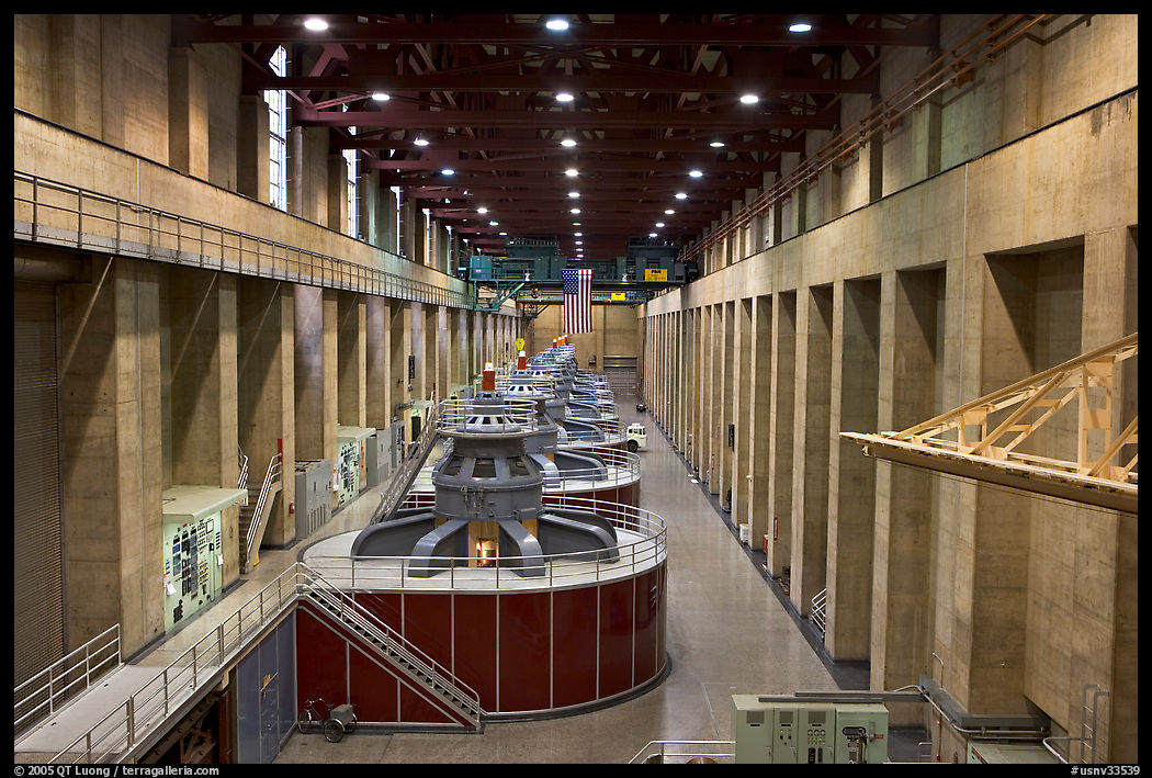 Generator gallery on the Nevada side. Hoover Dam, Nevada and Arizona