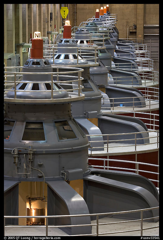 Electrical generators in power plant. Hoover Dam, Nevada and Arizona