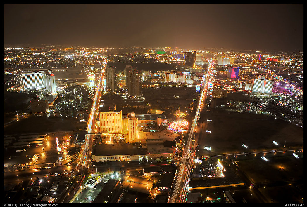 View from above at night. Las Vegas, Nevada, USA