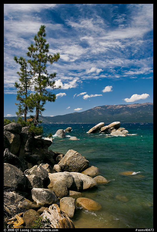 Shore with boulders, Sand Harbor, Lake Tahoe-Nevada State Park, Nevada. USA