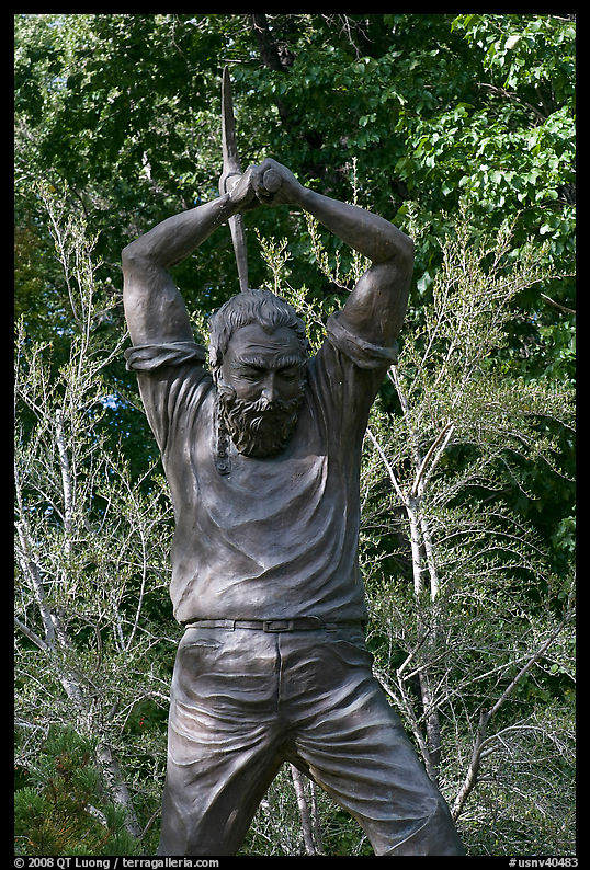 Statue honoring miners. Carson City, Nevada, USA